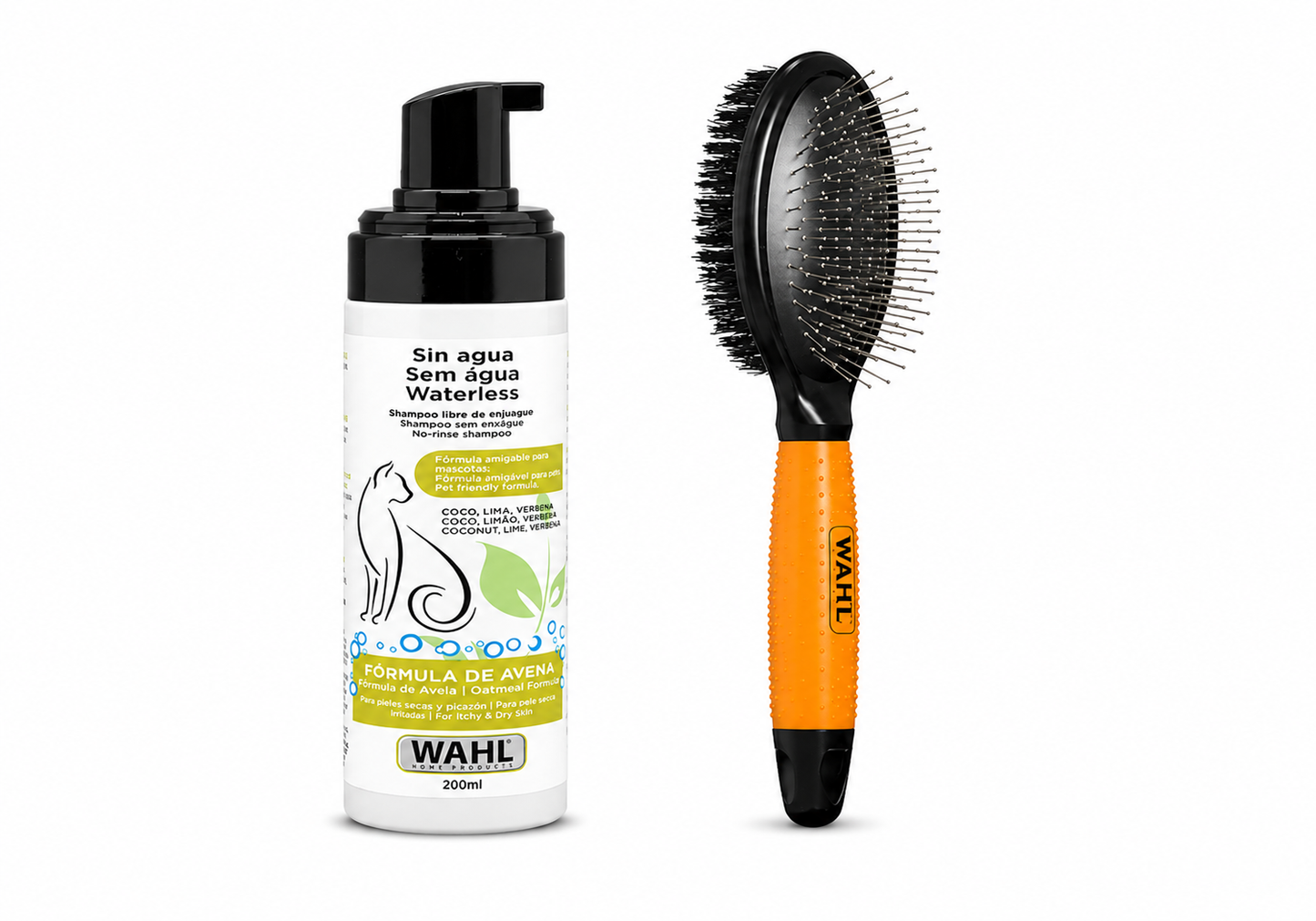 Combo Wahl Cepillo Doble Cara 58421-08 + Shampoo Sin Agua Fórmula de Avena